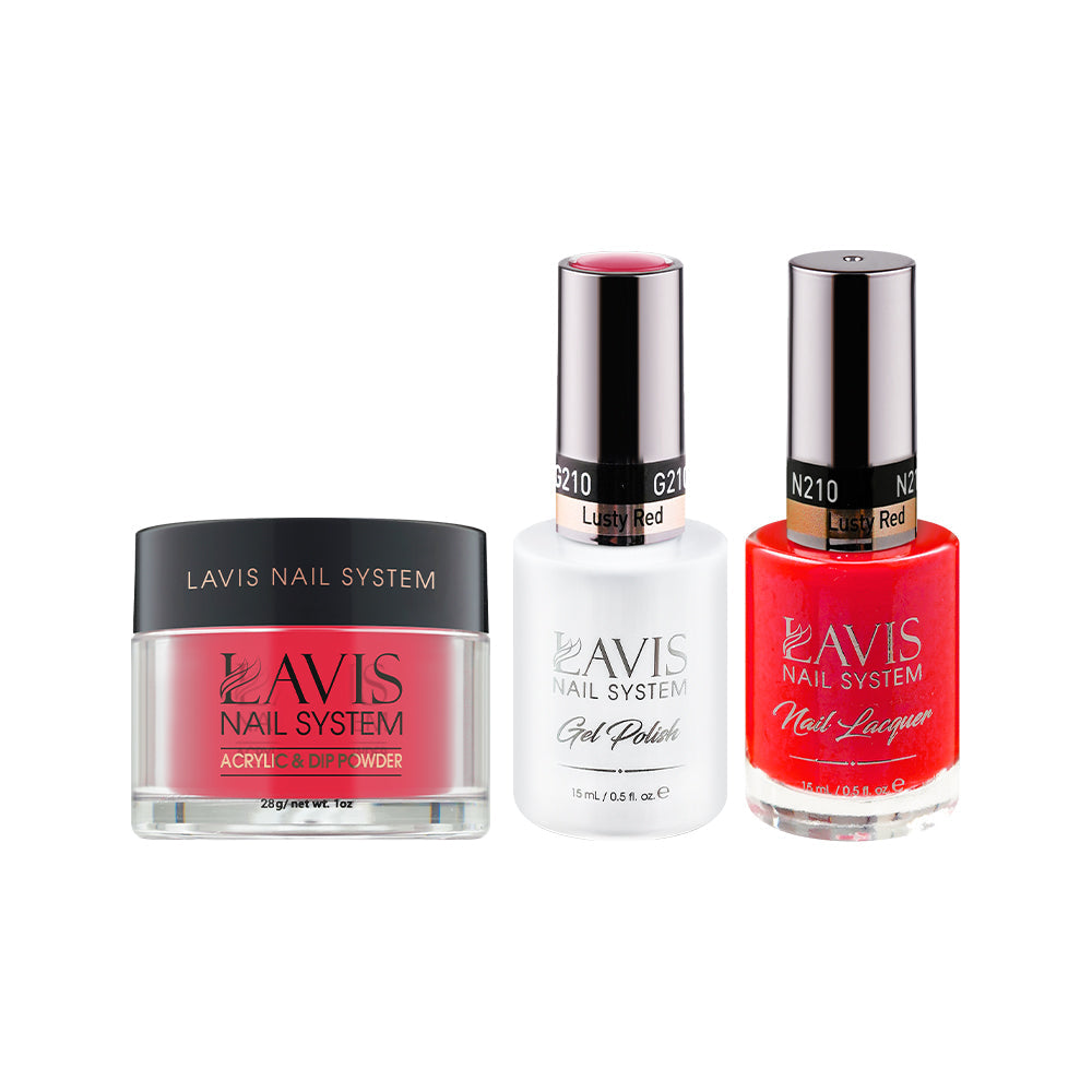 LAVIS 3 in 1 - 210 Lusty Red - Acrylic & Dip Powder, Gel & Lacquer