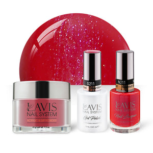 LAVIS 3 in 1 - 211 Heartfelt Red - Acrylic & Dip Powder, Gel & Lacquer