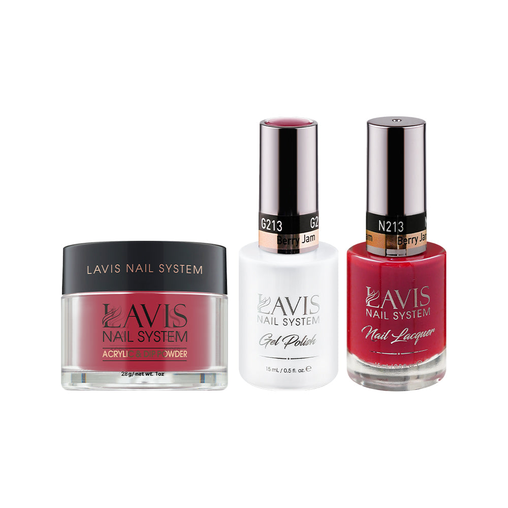 LAVIS 3 in 1 - 213 Berry Jam - Acrylic & Dip Powder, Gel & Lacquer