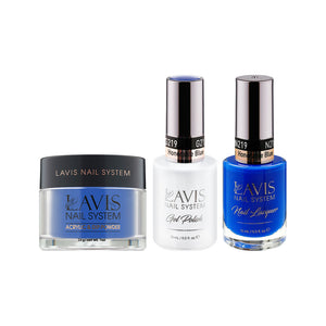 LAVIS 3 in 1 - 219 Honorable Blue - Acrylic & Dip Powder, Gel & Lacquer