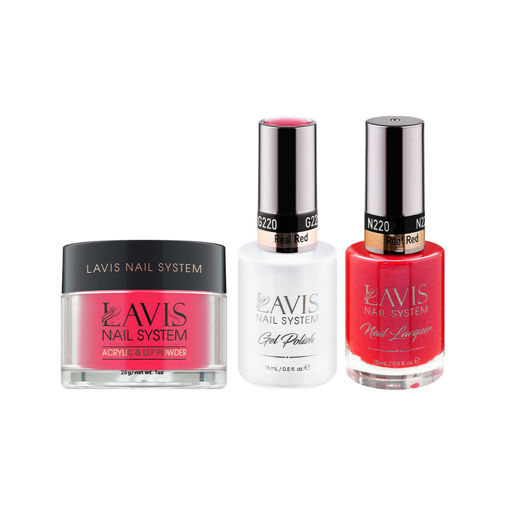 LAVIS 3 in 1 - 220 Real Red - Acrylic & Dip Powder, Gel & Lacquer