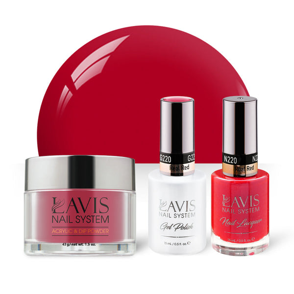 LAVIS 3 in 1 - 220 Real Red - Acrylic & Dip Powder, Gel & Lacquer