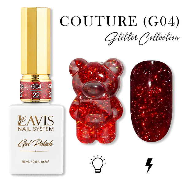 LAVIS Glitter G04 - 22 - Gel Polish 0.5 oz - Couture Collection