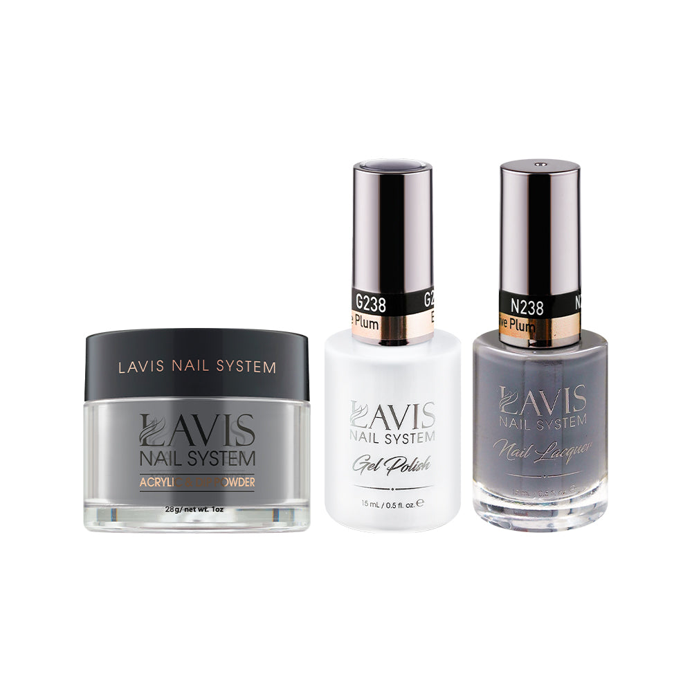 LAVIS 3 in 1 - 238 Expressive Plum - Acrylic & Dip Powder, Gel & Lacquer