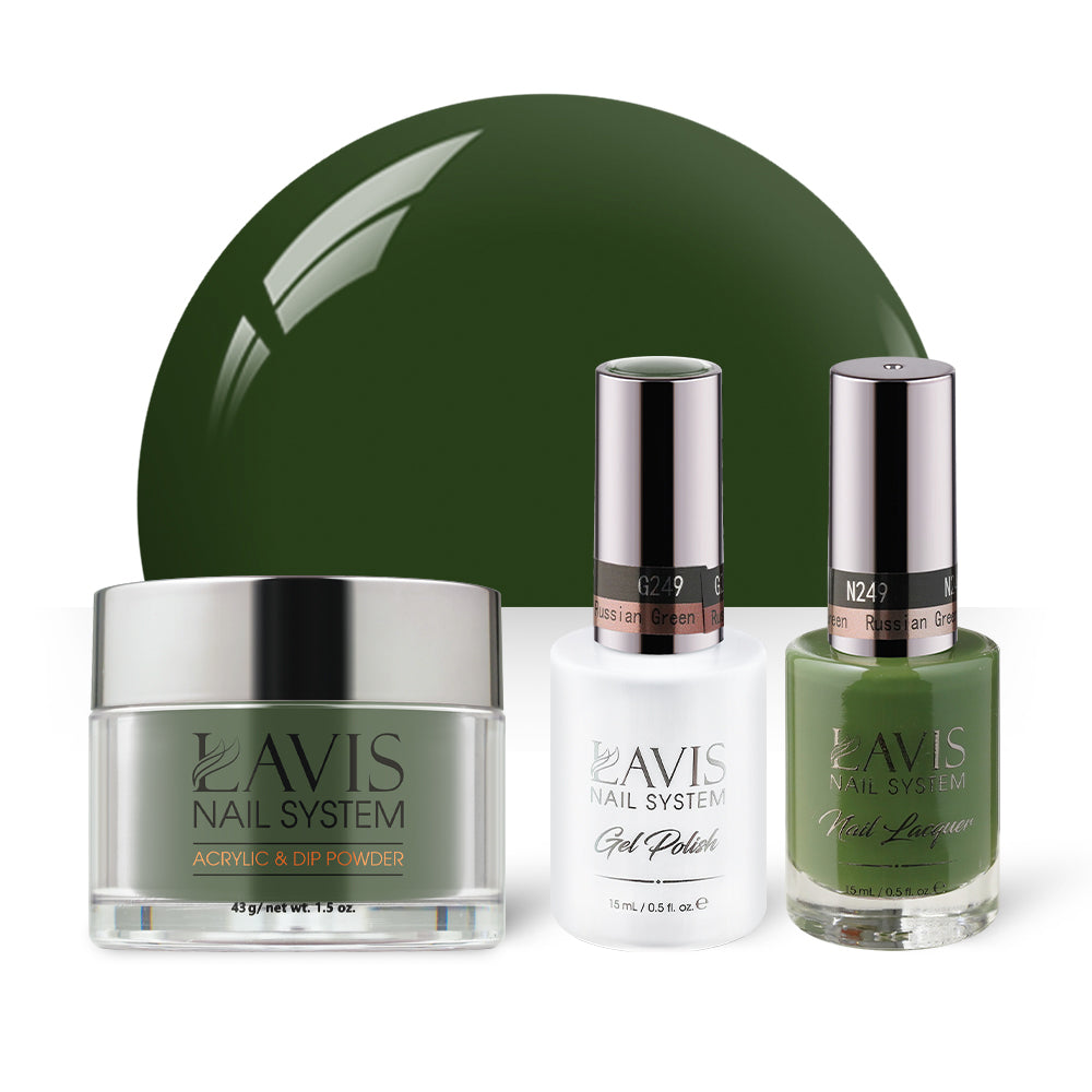 LAVIS 3 in 1 - 249 Russian Green - Acrylic & Dip Powder, Gel & Lacquer