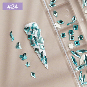 12 Grids Flat Diamonds Rhinestones #24 Lake Blue