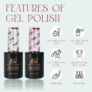 LDS Gel Nail Polish Duo - 160 Glitter, Pink Colors - Kill Them With Kindness