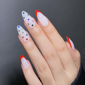 6 Grids Sharp Diamond Magenta Glass Rhinestones #05