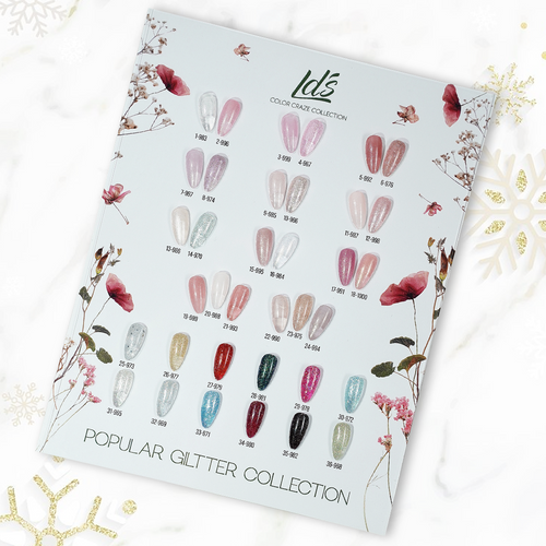 LDS Color Craze Gel Nail Polish - Set 36 Colors - Popular Glitter Collection