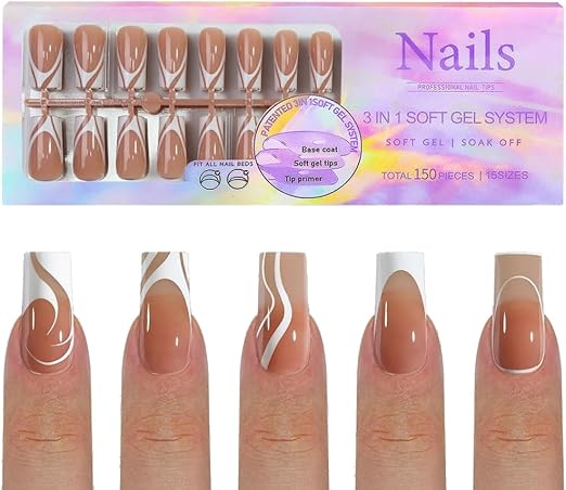 Press On Nails Mix 5 French Style 150pcsbox - S1