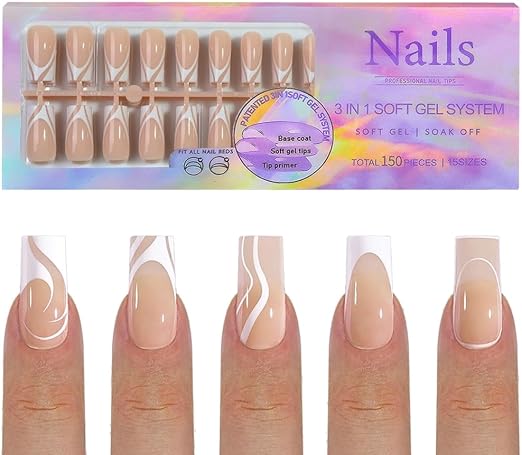 Press On Nails Mix 5 French Style 150pcsbox - S2