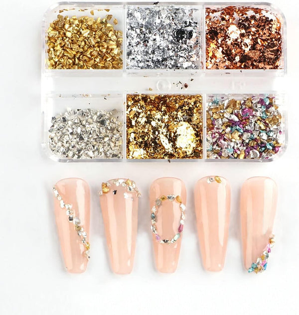 6 Grids of Nail Art Foil - 1909-61 - #2 Mixed Metals