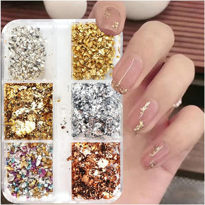 6 Grids of Nail Art Foil - 1909-61 - #2 Mixed Metals