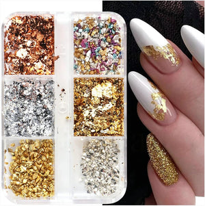 6 Grids of Nail Art Foil - 1909-61 - #2 Mixed Metals