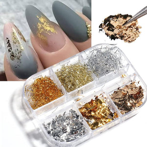 6 Grids of Nail Art Foil - 1909-62 - #1 Mixed Foil Flakes