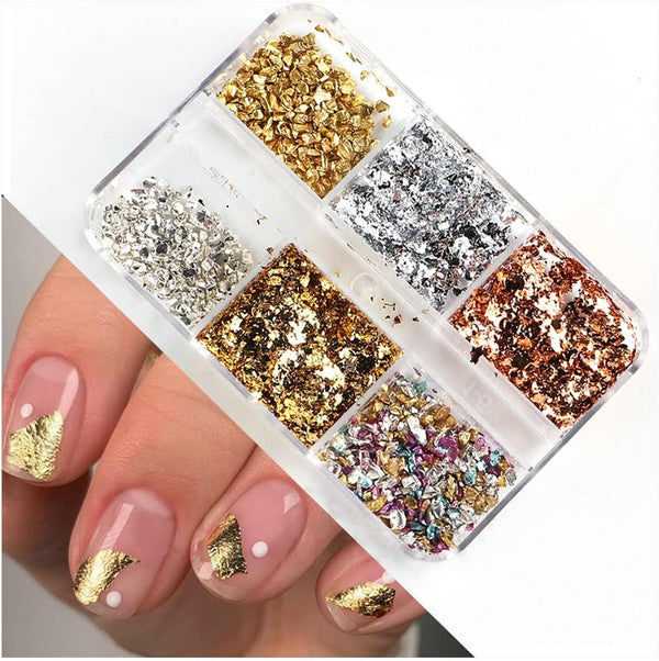 6 Grids of Nail Art Foil - 1909-61 - #2 Mixed Metals