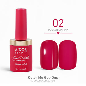 A'DOR HEMA-Free Gel Polish - 02 - Pucker Up Pink - 0.4 oz - Color Me Gel-Ons Collection