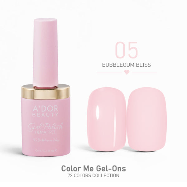 A'DOR HEMA-Free Gel Polish - 05 - Bubblegum Bliss - 0.4 oz - Color Me Gel-Ons Collection