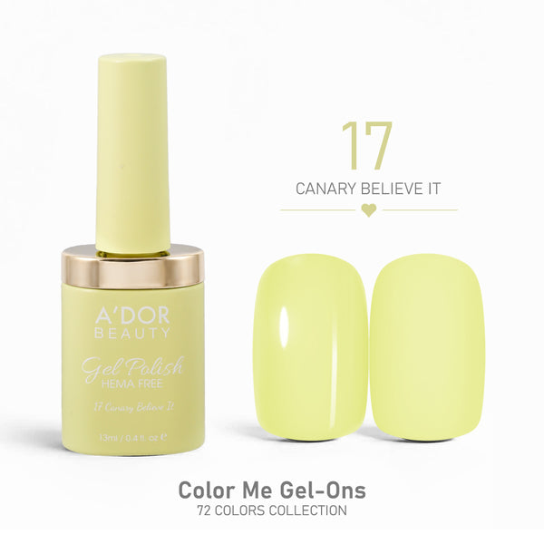 A'DOR HEMA-Free Gel Polish - 17 - Canary Believe It - 0.4 oz - Color Me Gel-Ons Collection