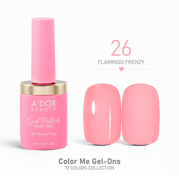 A'DOR HEMA-Free Gel Polish - 26 - Flamingo Frenzy - 0.4 oz - Color Me Gel-Ons Collection