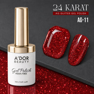 A'DOR 24 Karat Glitter Gel - Set 12 Colors - HEMA & TPO Free - 0.4 oz