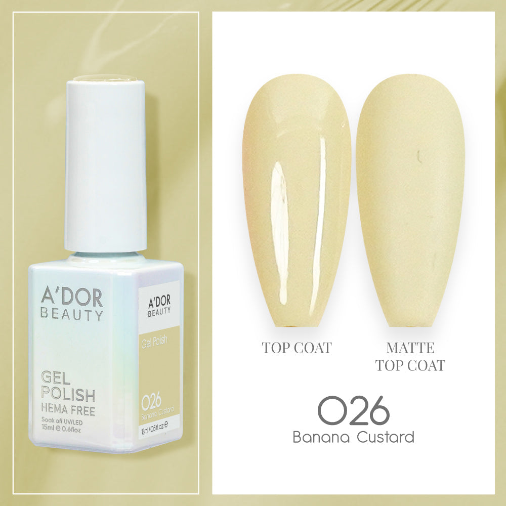 A'DOR HEMA-Free Gel Polish - 026 - Banana Custard - 0.6 oz