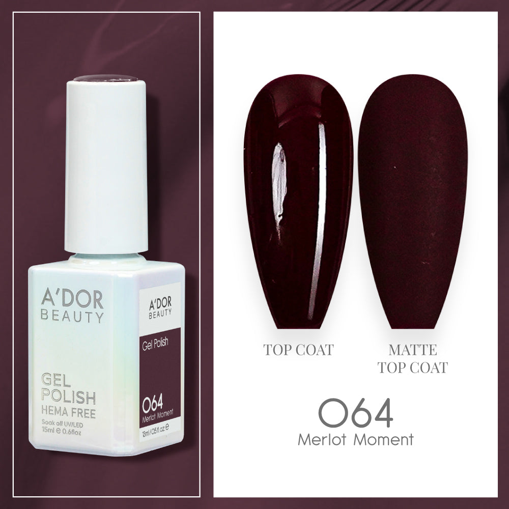 A'DOR HEMA-Free Gel Polish -  064 - Merlot Moment - 0.6 oz