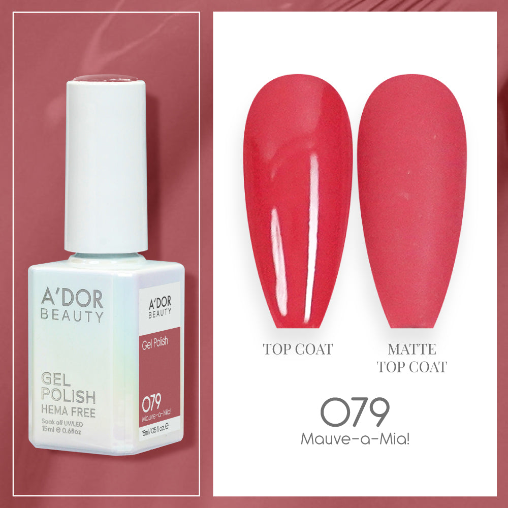 A'DOR HEMA-Free Gel Polish - 079 - Mauve - a -Mia! - 0.6 oz