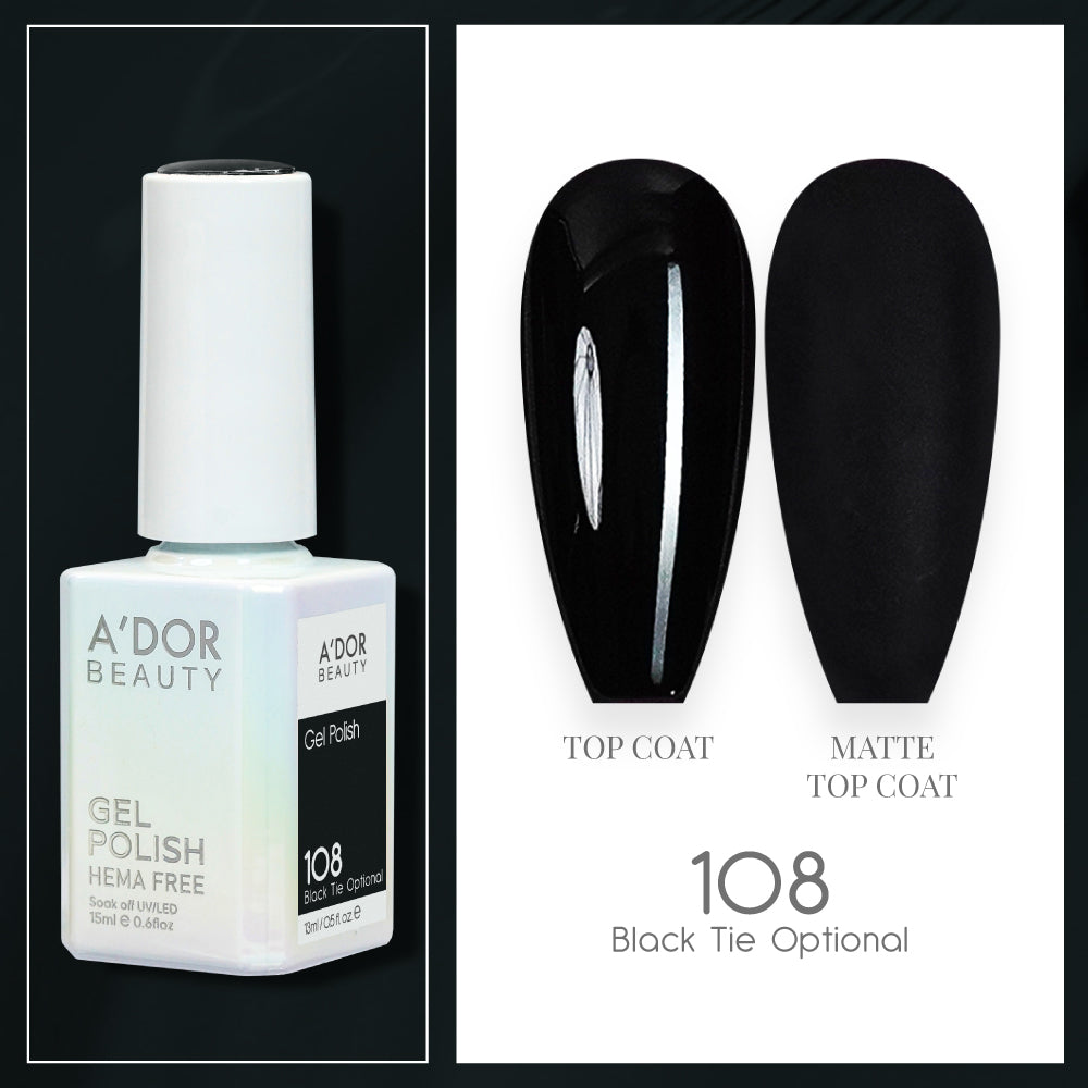 A'DOR HEMA-Free Gel Polish - 108 - Black Tie Optional - 0.6 oz