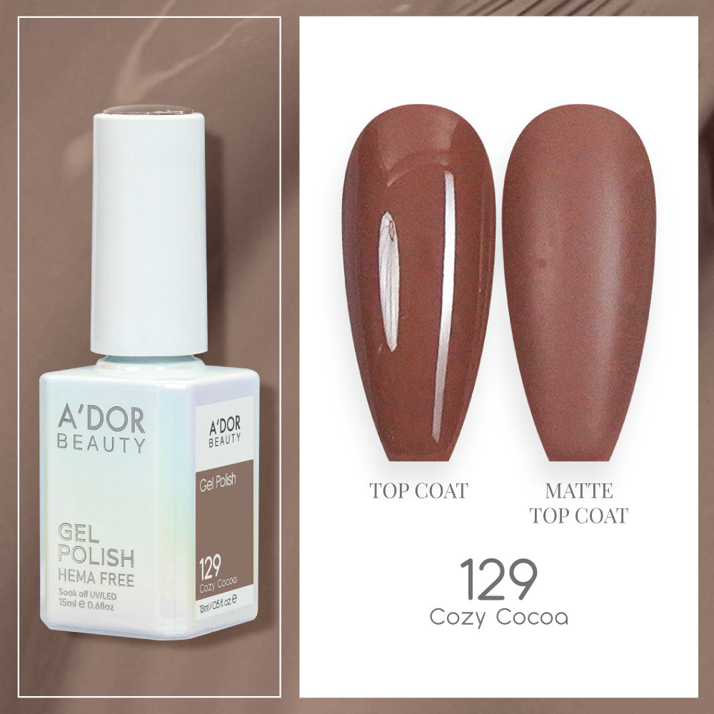 A'DOR HEMA-Free Gel Polish - 129 - Cozy Cocoa - 0.6 oz