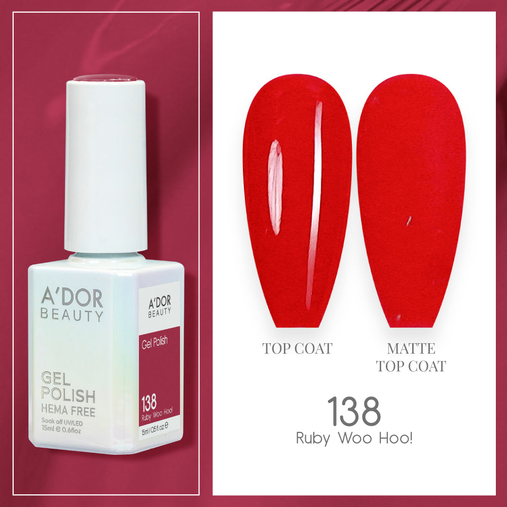 A'DOR HEMA-Free Gel Polish - 138 - Ruby Woo Hoo! - 0.6 oz