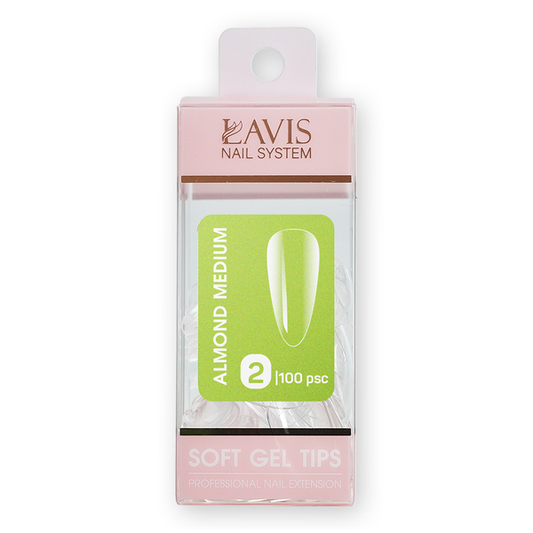 LAVIS Almond Medium - (100 pcs) - Soft Gel Tips Refill