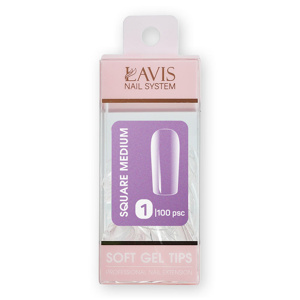 LAVIS Square Medium - (100 pcs) - Soft Gel Tips Refill