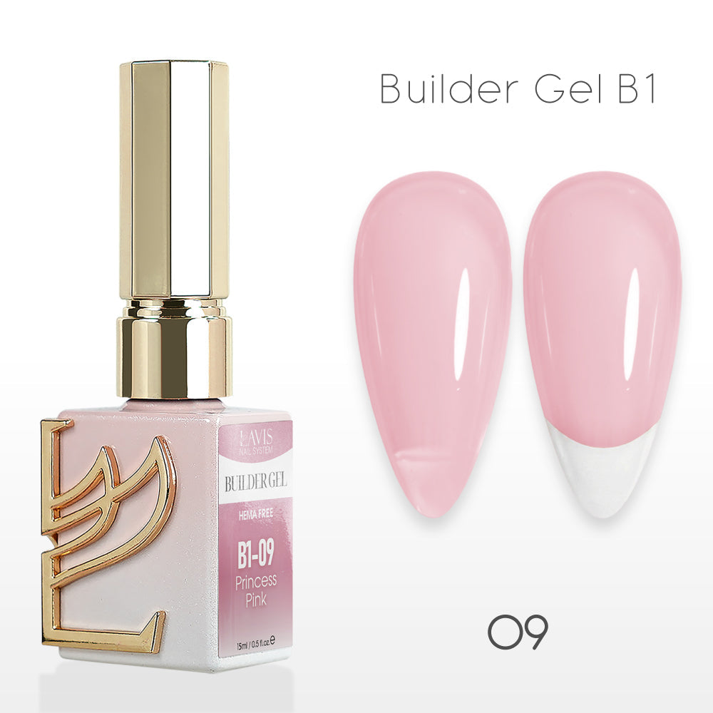 LAVIS Builder Gel In The Bottle - B1-09 Princess Pink - Gel Polish 0.5oz