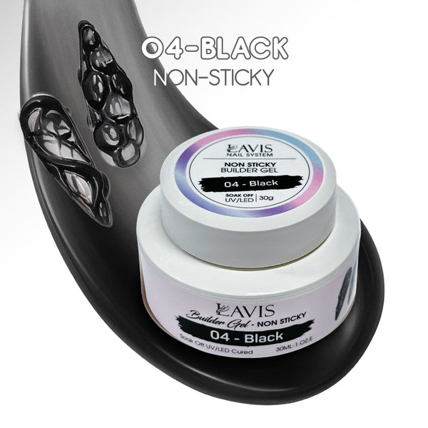 LAVIS Builder Gel Jar Non Sticky - 04 Black 30g