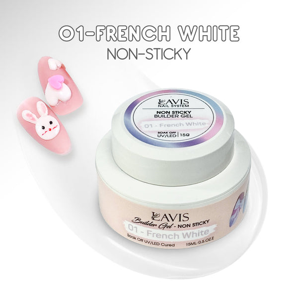 LAVIS Builder Gel Jar Non Sticky - 01 French White 15g