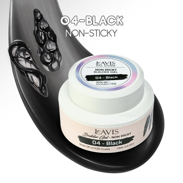LAVIS Builder Gel Jar Non Sticky - 04 Black 15g