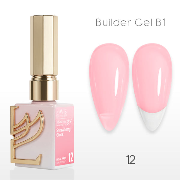 LAVIS Builder Gel In The Bottle - B1-12 Strawberry Gloss - Gel Polish 0.5oz