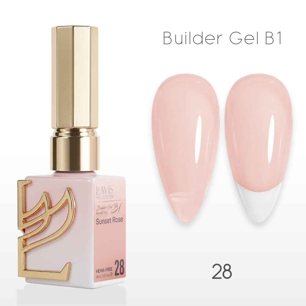 LAVIS Builder Gel In The Bottle - B1-28 Sunset Rose - Gel Polish 0.5oz