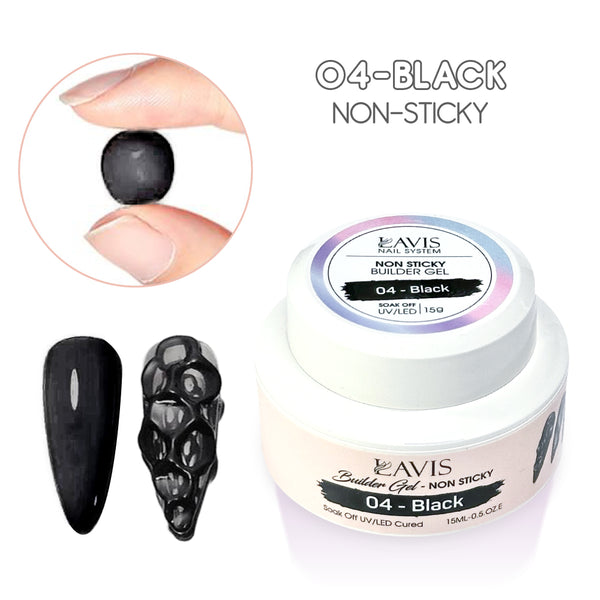 LAVIS Builder Gel Jar Non Sticky - 04 Black 15g