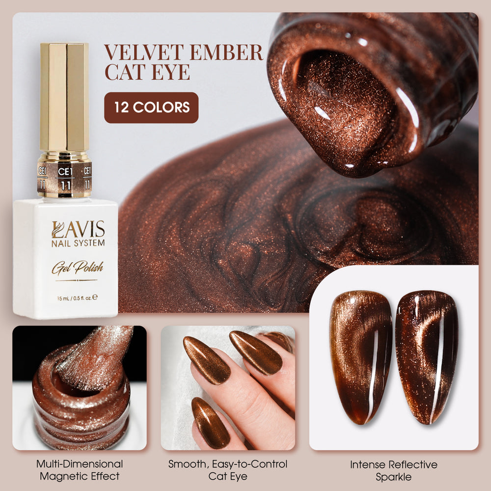 LAVIS Cat Eye - 02 Soft Cashmere - Gel Polish 0.5 oz - Velvet Ember Collection