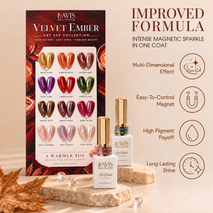 LAVIS Cat Eye 2 Sets 12 Colors Velvet Glow + Velvet Ember + FREE Magnet Stick + FREE A'DOR Foil Marble Ink Silver + FREE A'DOR Foil Marble Ink Gold + FREE Sample Color Chart