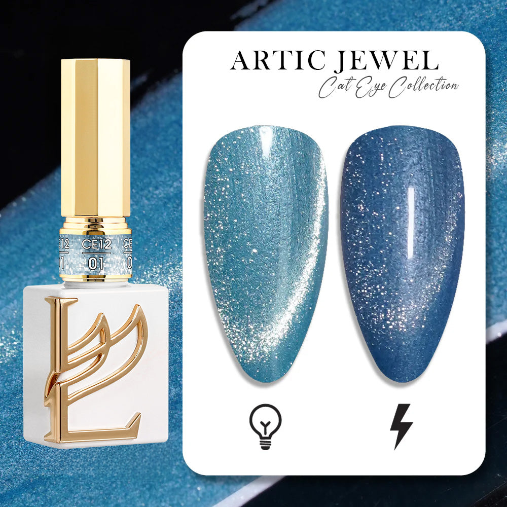 LAVIS Cat Eyes CE12 - Set 12 (Ver1) - Gel Polish 0.5 oz - Artic Jewel Collection