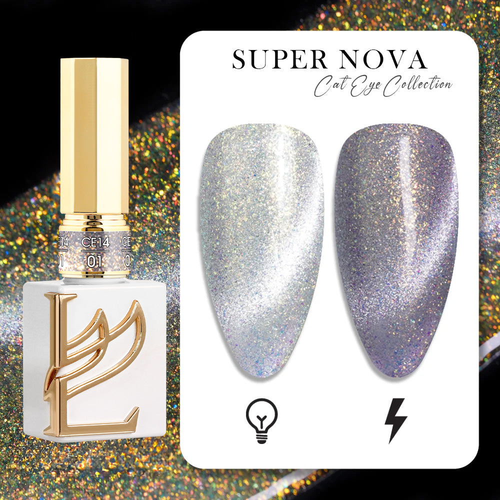 LAVIS Cat Eyes CE14 - Set 12 (Ver1) - Gel Polish 0.5 oz - Super Nova Collection