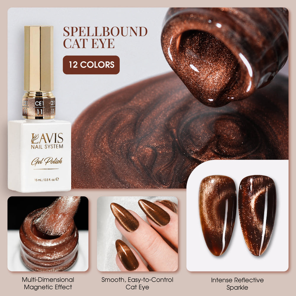 LAVIS Cat Eyes CE1 (Ver 2) - Set 12 Colors - Gel Polish 0.5 oz - Spellbound Collection