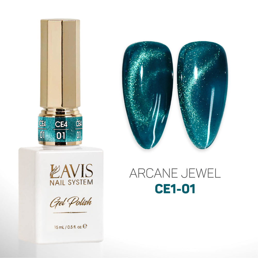 LAVIS Cat Eye - 01 Frosted Teal - Gel Polish 0.5 oz - Velvet Glow Collection