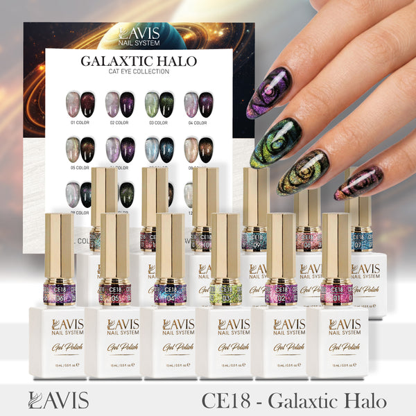 LAVIS 9D Cat Eyes CE18 - Set 12 - Gel Polish 0.5 oz - Galaxtic Halo Collection