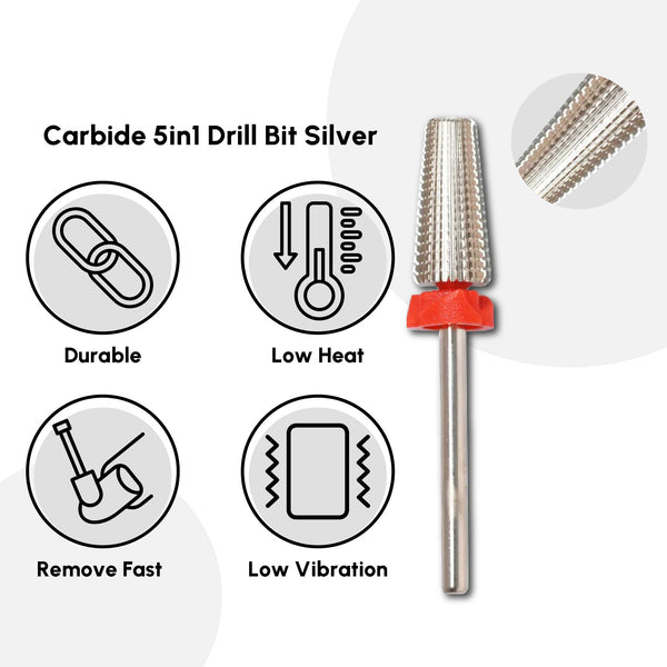 Carbide 5in1 Drill Bit Silver