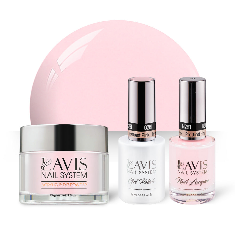 LAVIS 3 in 1 - 281 Prettiest Pink - Acrylic & Dip Powder, Gel & Lacquer