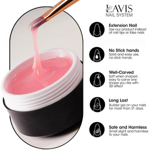 LAVIS J10 - Builder Gel In The Jar 15g - Milky White Non Sticky